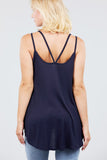 V-neck Double Shoulder Strap Cami Rayon Spandex Top