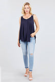 V-neck Double Shoulder Strap Cami Rayon Spandex Top