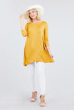 3/4 Sleeve Button Placket Rayon Spandex Top