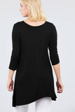 3/4 Sleeve Button Placket Rayon Spandex Top