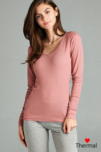 Long Sleeve V-neck Thermal Top