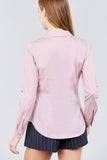 3/4 Roll Up Sleeve Front Two Pocket W/button Detail Stretch Shirt