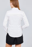 Long Sleeve Princess Line One Side Pocket Button Down Woven Shirts