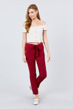 Front Ribbon Tied Pegged Long Pants