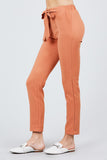 Front Ribbon Tied Pegged Long Pants