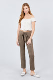 Front Ribbon Tied Pegged Long Pants