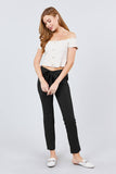 Front Ribbon Tied Pegged Long Pants