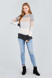 Long Sleeve Round Neck Color Block Sweater