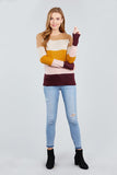 Long Sleeve Round Neck Color Block Sweater