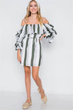 Puff-sleeve Stripe Cami Boho Dress