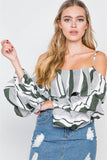 Puff-sleeve Stripe Cami Boho Top