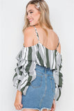 Puff-sleeve Stripe Cami Boho Top