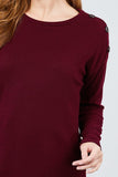 Long Sleeve Round Neck Shoulder Button Detail Brushed Hacci Top