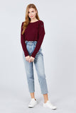 Long Sleeve Round Neck Shoulder Button Detail Brushed Hacci Top