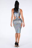 Cutout Sexy Maxi Hologram Dress