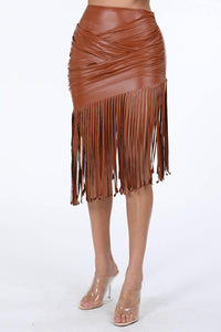 Pu Fringe Skirt