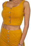 Ribbed Button Tank Top & Wide Leg Pants