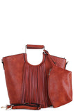 2in1 Stylish Tassel Fringe Satchel With Long Strap