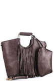 2in1 Stylish Tassel Fringe Satchel With Long Strap