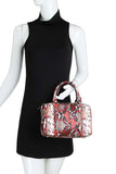 Trendy Setter Cute Python Pattern Boston Bag With Long Strap