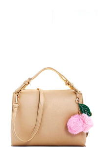 Cute Fashion Pompom Charm Satchel With Long Strap