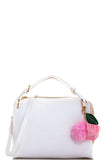 Cute Fashion Pompom Charm Satchel With Long Strap